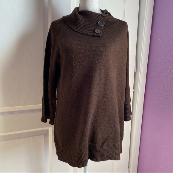 CAROLYN TAYLOR Sweaters - CAROLYN TAYLOR BROWN COWL SWEATER L